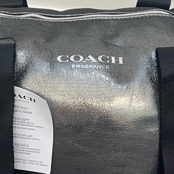 Coach Fragrance Tote Bag |  Metallic Silver Black | Overnight bag or Travel - Picture 3 of 7